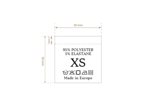 Tøjvask og størrelsesmærke Model TC-M189