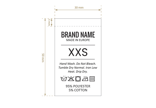 Tøjvask og størrelsesmærke Model TC-M192